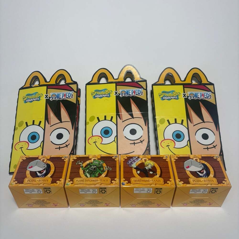 McDonalds Spongebob x One Piece Happy Meal Box & Toys